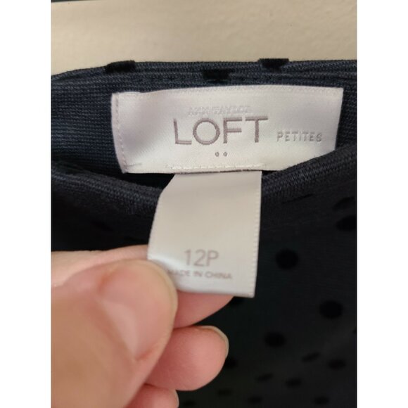 LOFT Womens Pencil Skirt Size 12 Petite Gray Polka Dot Textured Ponte Carrier - Picture 6 of 7